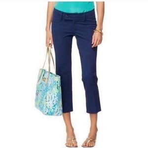 Lilly Pullitzer Navy Blue Lowe Rise Luxury Capri Pants -Size 2